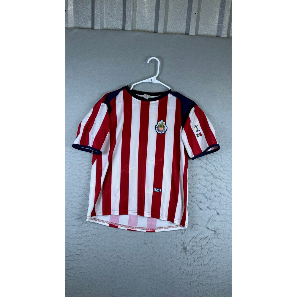 Chivas Soccer Jersey Mens Small Red White Good Striped Liga MX Mexico Football